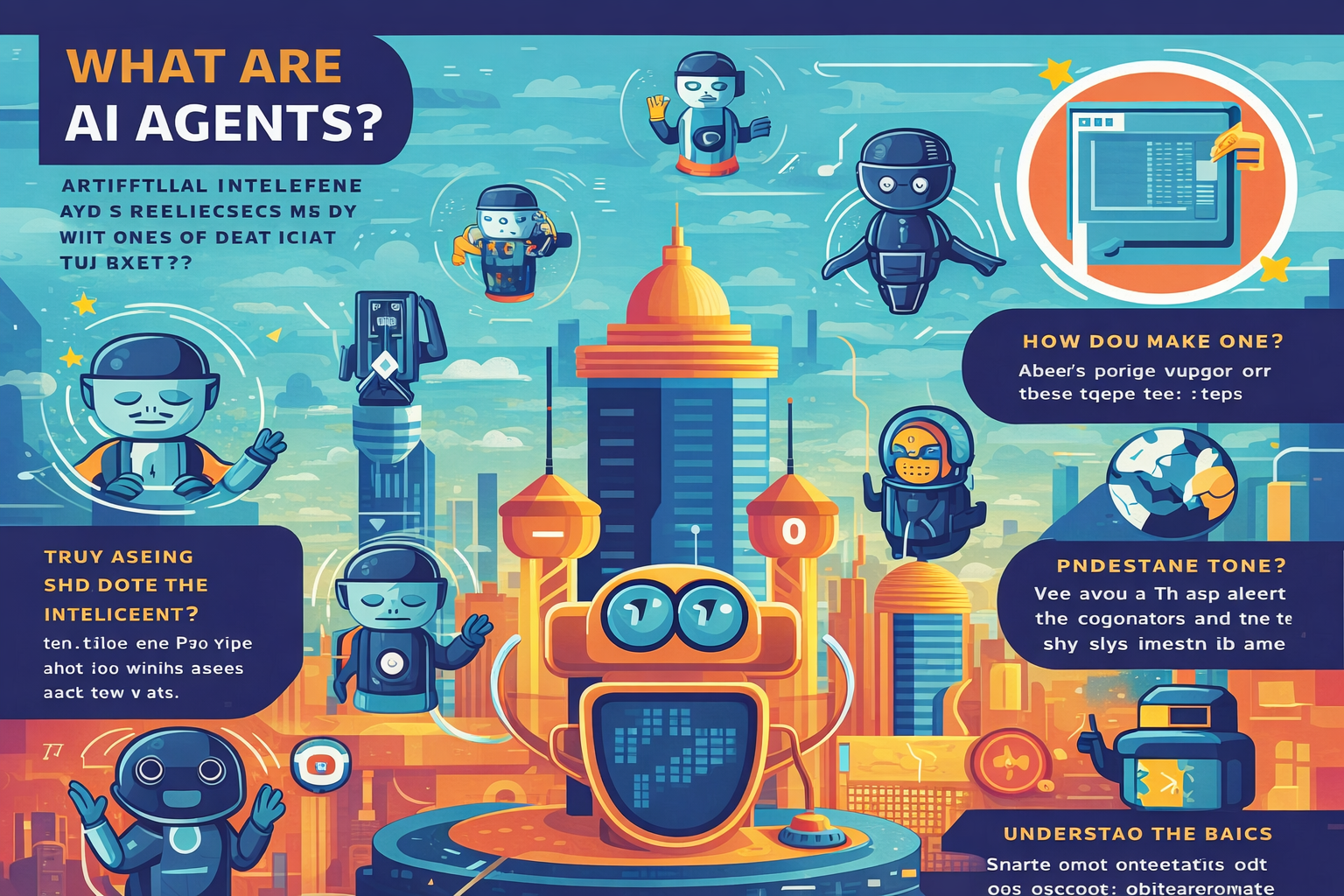 Infographic explaining how AI agents automate tasks and decision-making